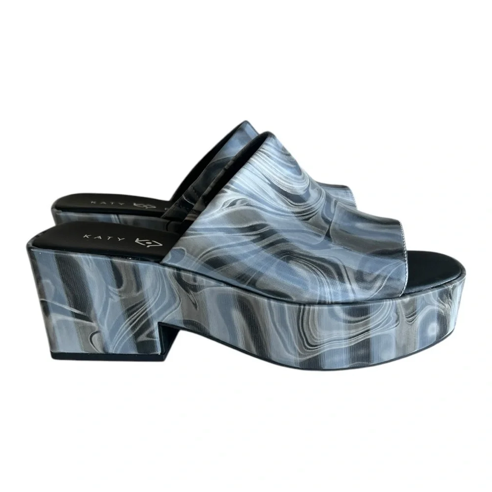 Katy Perry The Busy Bee Slide Women's Black and Gray Platform Shoes Size 8.5M